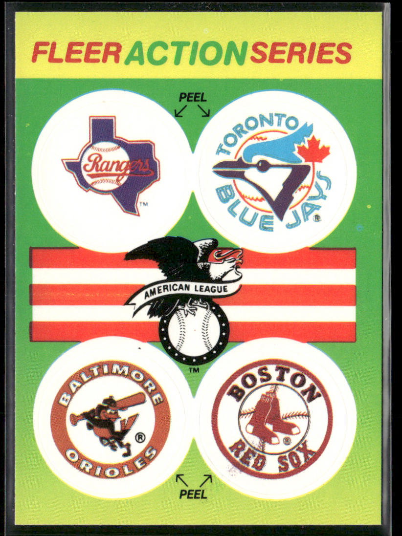 AL: Rangers / Blue Jays / Orioles / Red Sox 1990 Fleer Action Team Stickers #