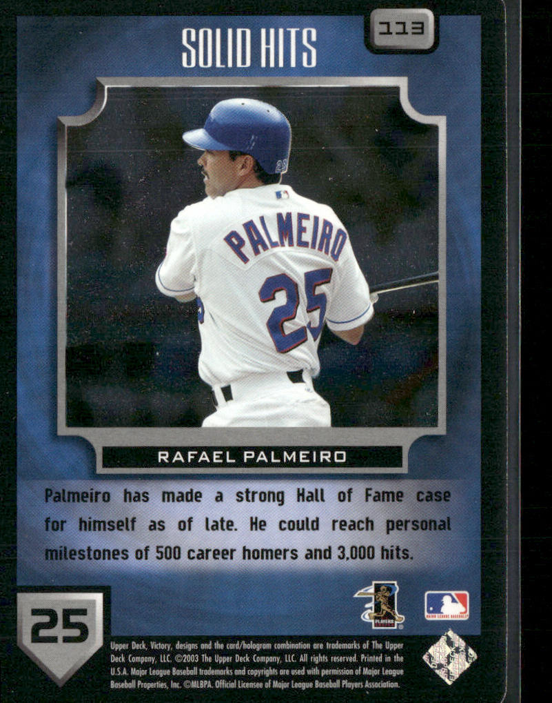 Rafael Palmeiro 2003 Upper Deck Victory #113 Texas Rangers