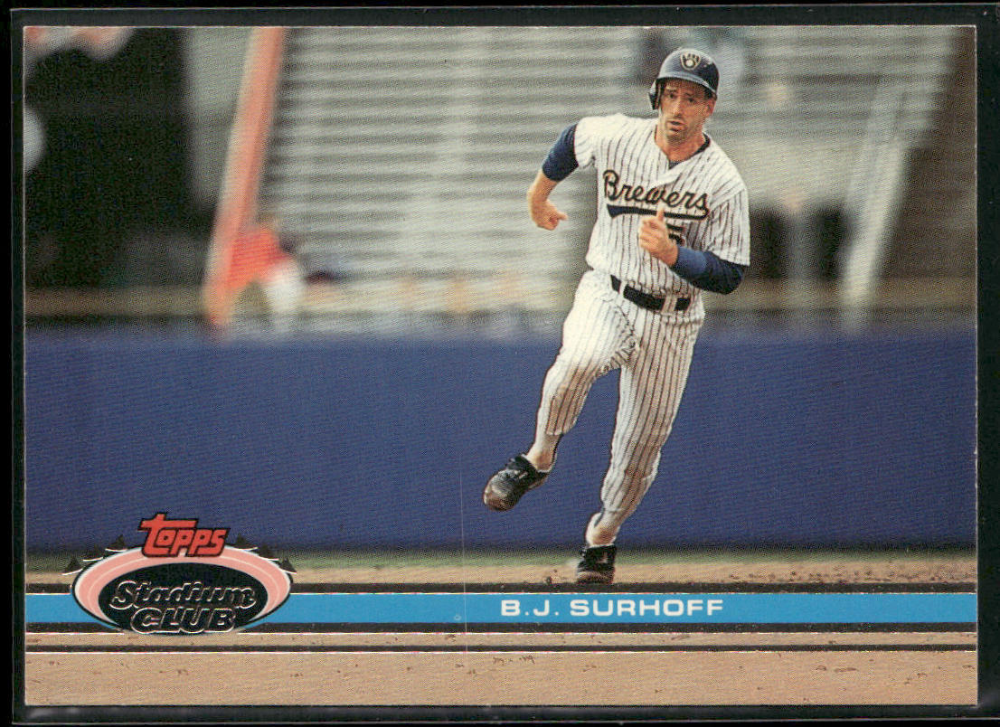 B.J. Surhoff 1991 Stadium Club #206a Milwaukee Brewers