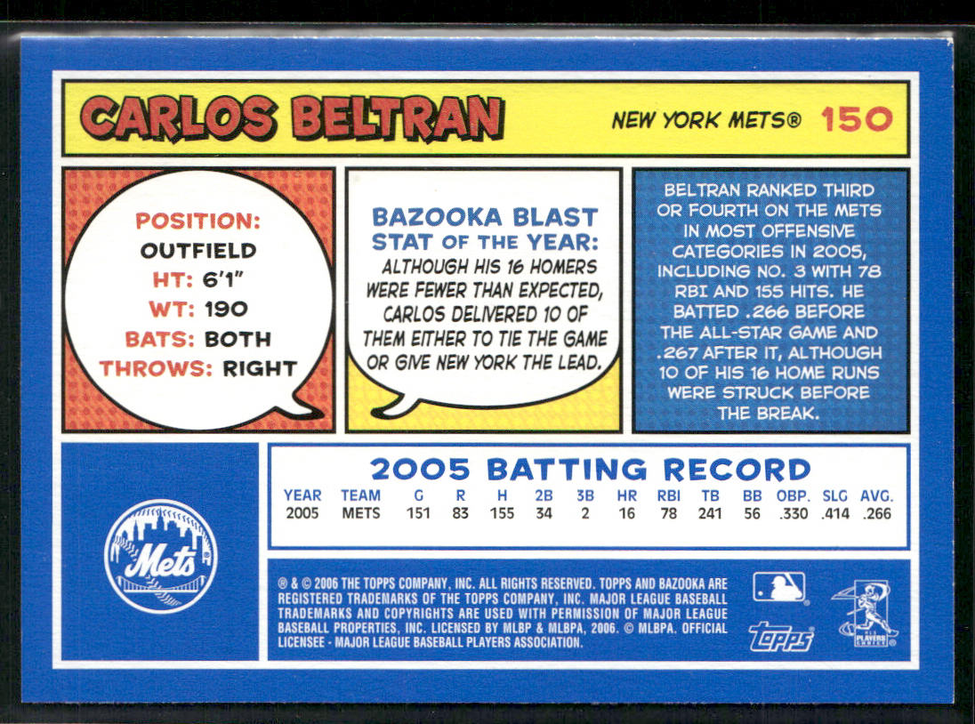 Carlos Beltran 2006 Bazooka Blue Fortune #150 New York Mets