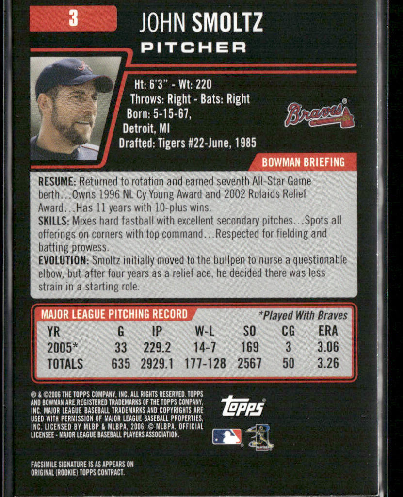 John Smoltz 2006 Bowman #3 Atlanta Braves