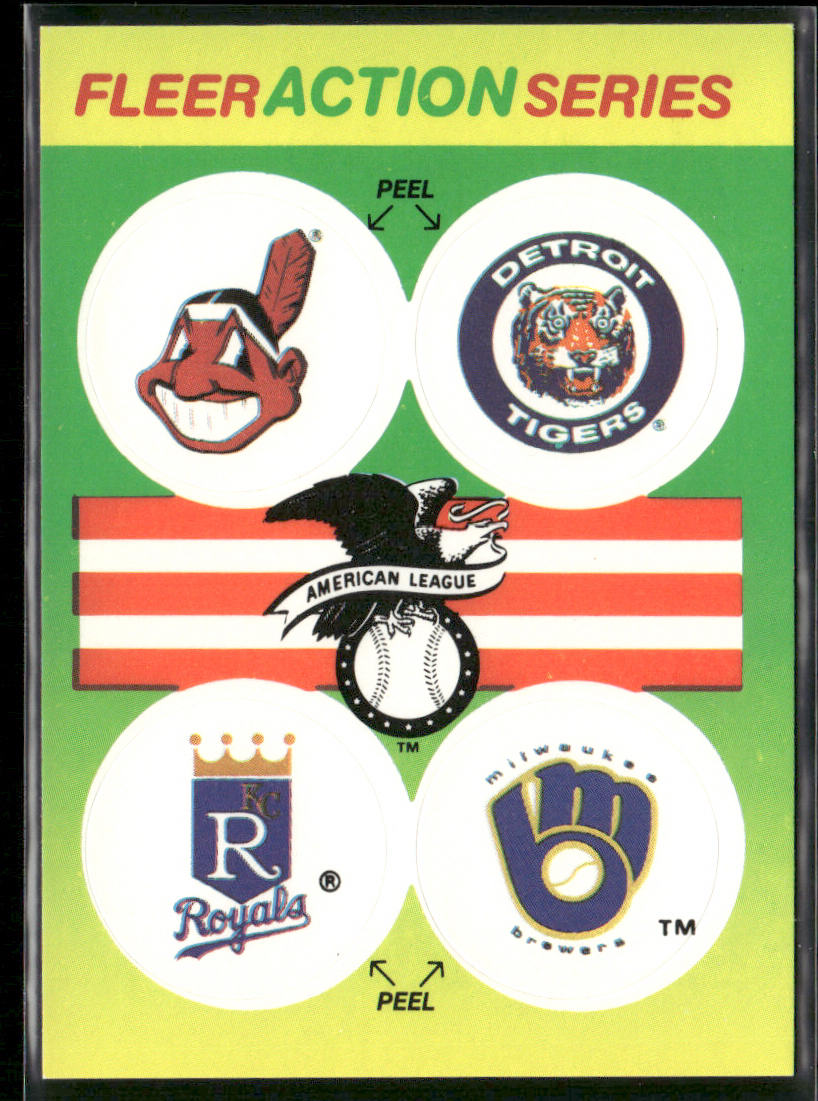 AL: Indians / Tigers / Royals / Brewers 1990 Fleer Action Team Stickers #