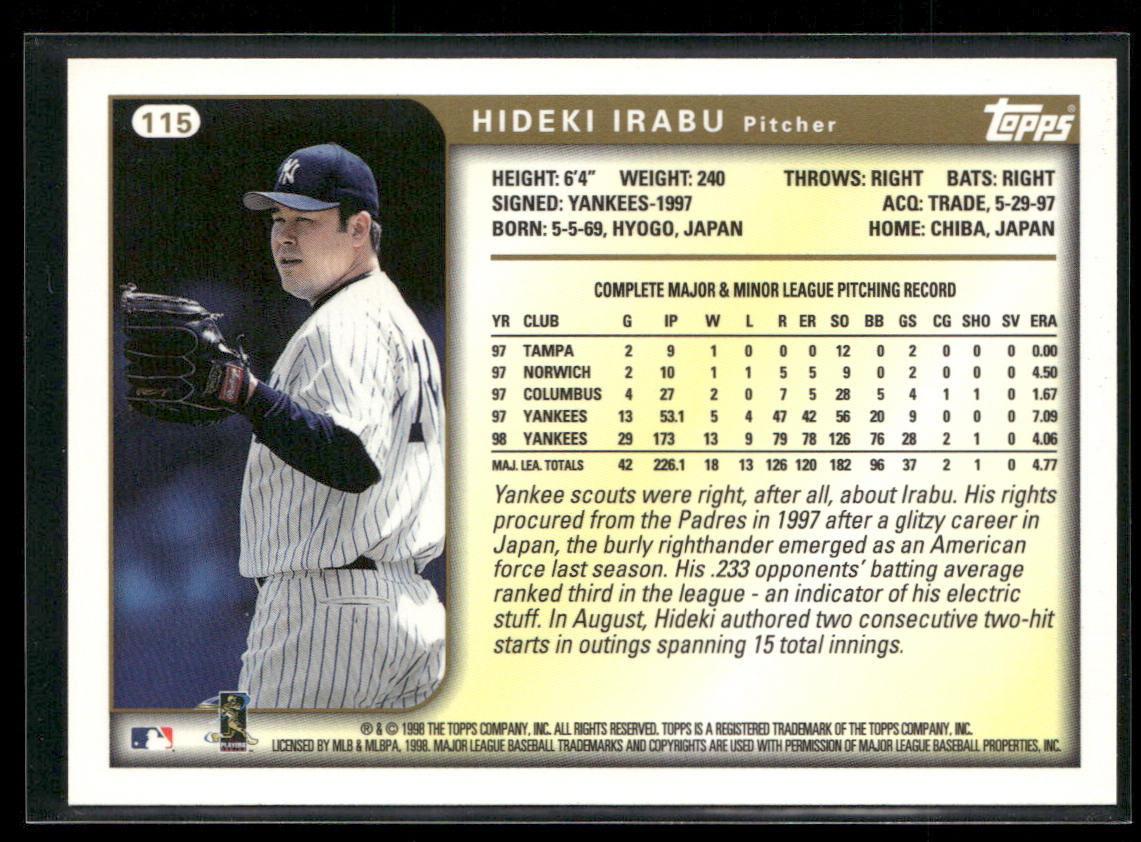 Hideki Irabu 1999 Topps #115 New York Yankees