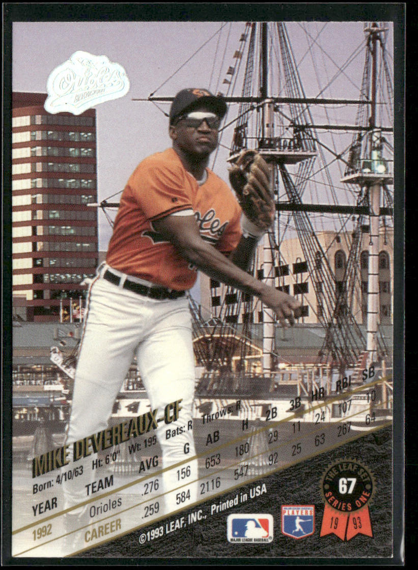 Mike Devereaux 1993 Leaf #67 Baltimore Orioles