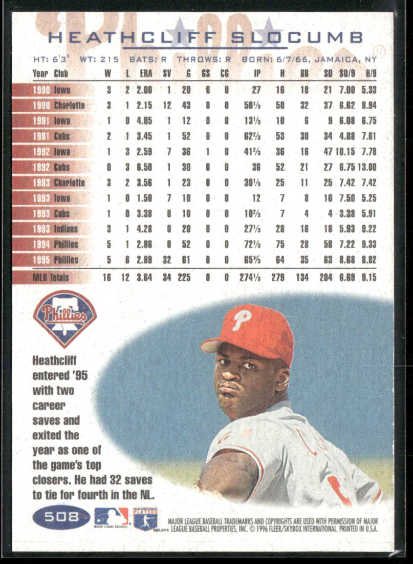 Heathcliff Slocumb 1996 Fleer #508 Philadelphia Phillies
