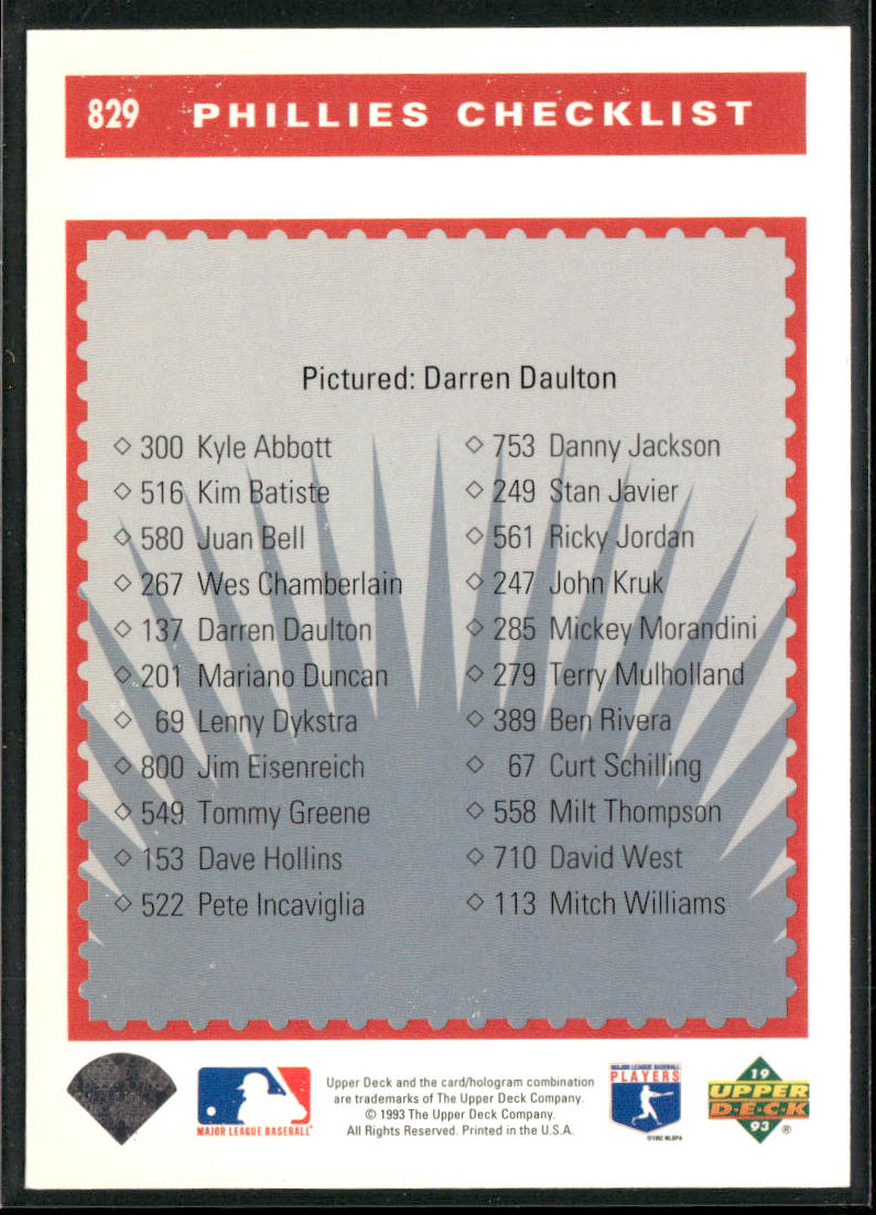 Darren Daulton 1993 Upper Deck #829 Philadelphia Phillies