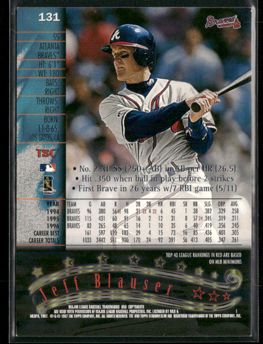 Jeff Blauser 1997 Stadium Club #131 Atlanta Braves