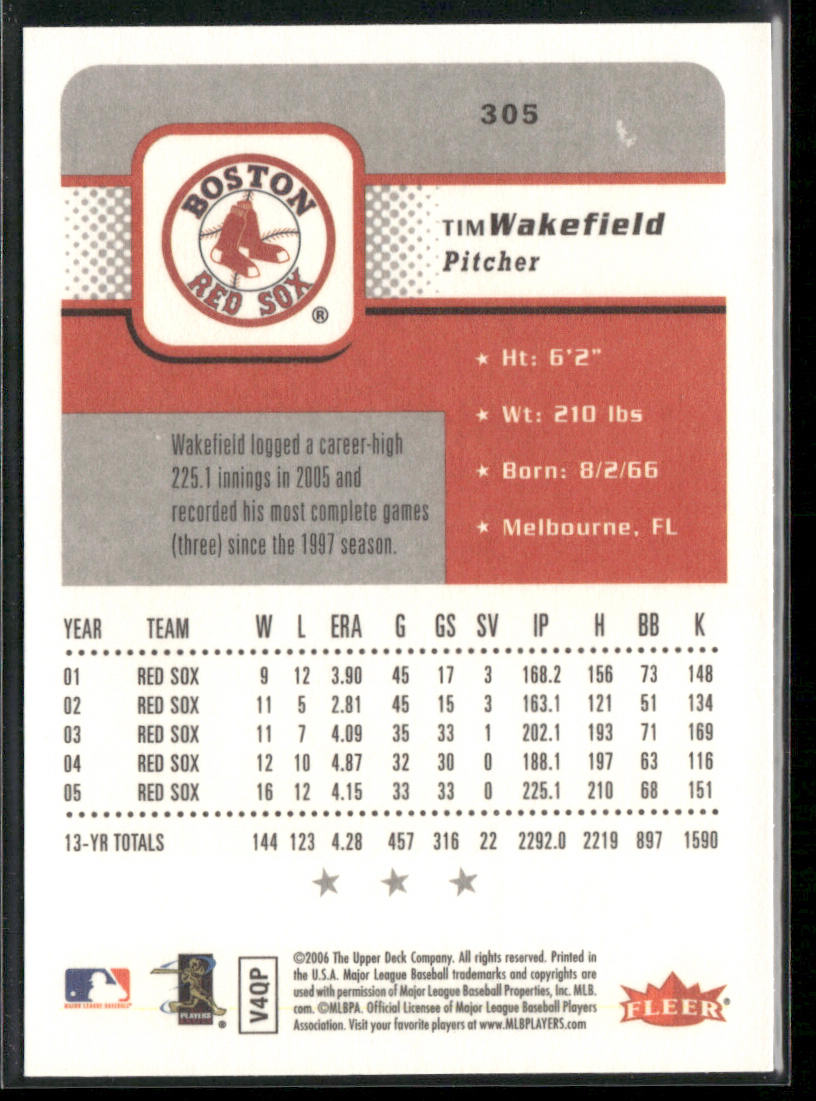 Tim Wakefield 2006 Fleer #305 Boston Red Sox