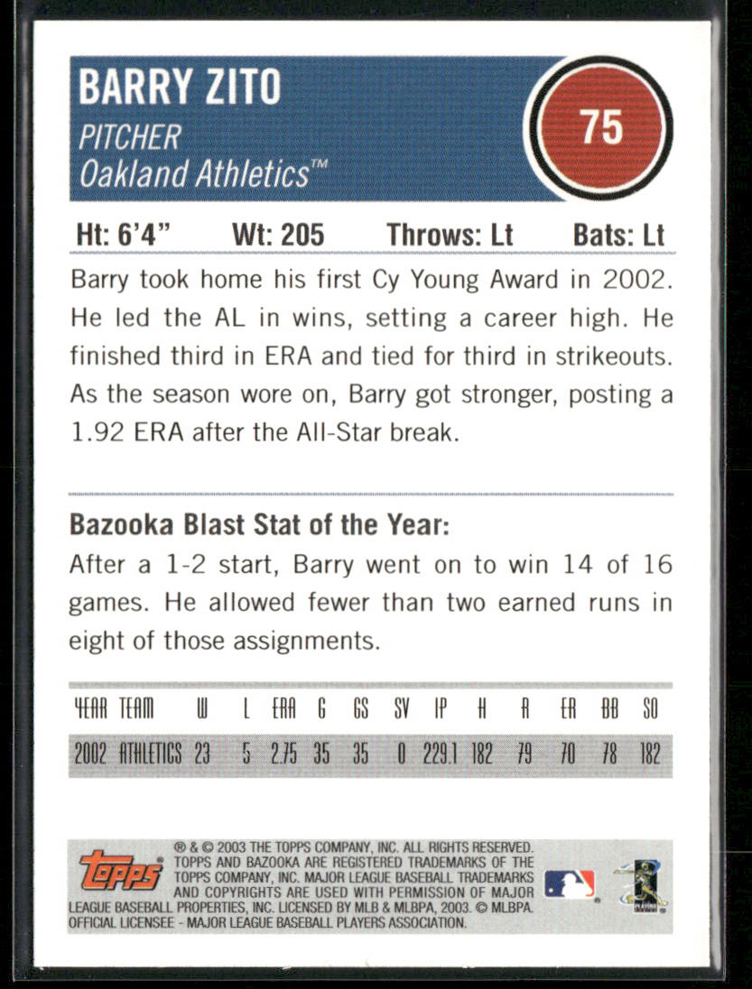 Barry Zito 2003 Bazooka #75 Oakland Athletics