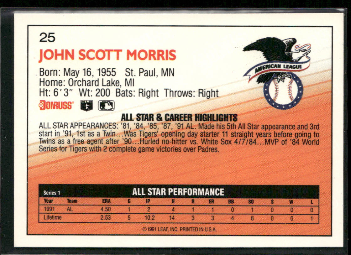 Jack Morris 1992 Donruss #25 Minnesota Twins