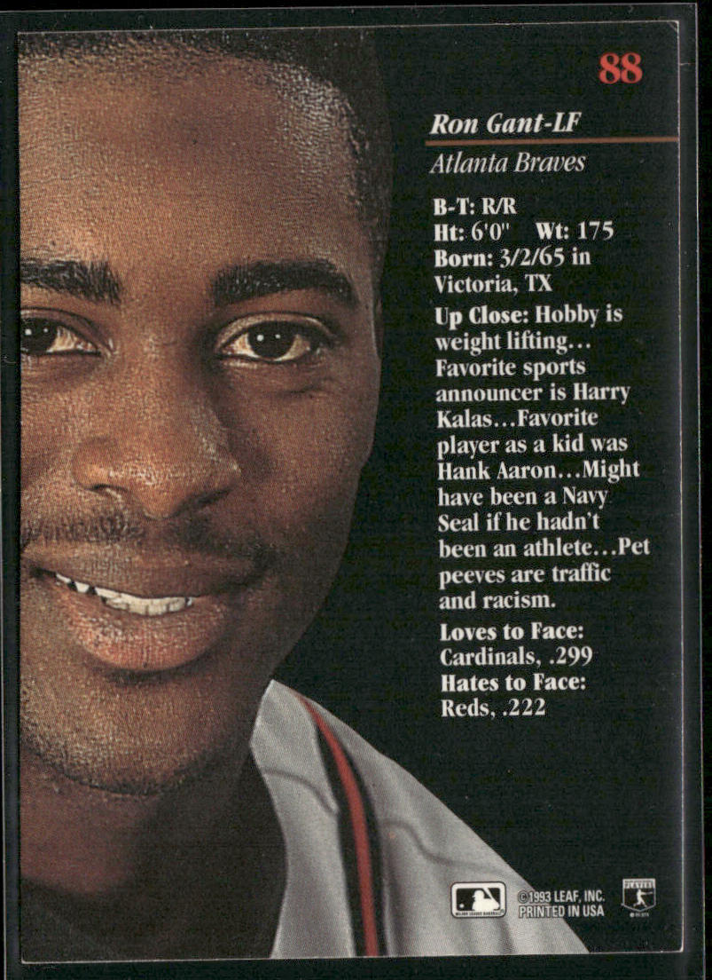 Ron Gant 1993 Studio #88 Atlanta Braves