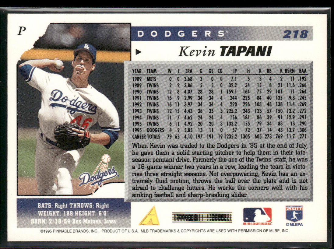 Kevin Tapani 1996 Score #218 Los Angeles Dodgers