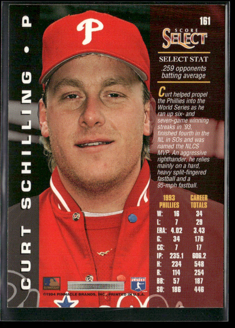 Curt Schilling 1994 Select #161 Philadelphia Phillies