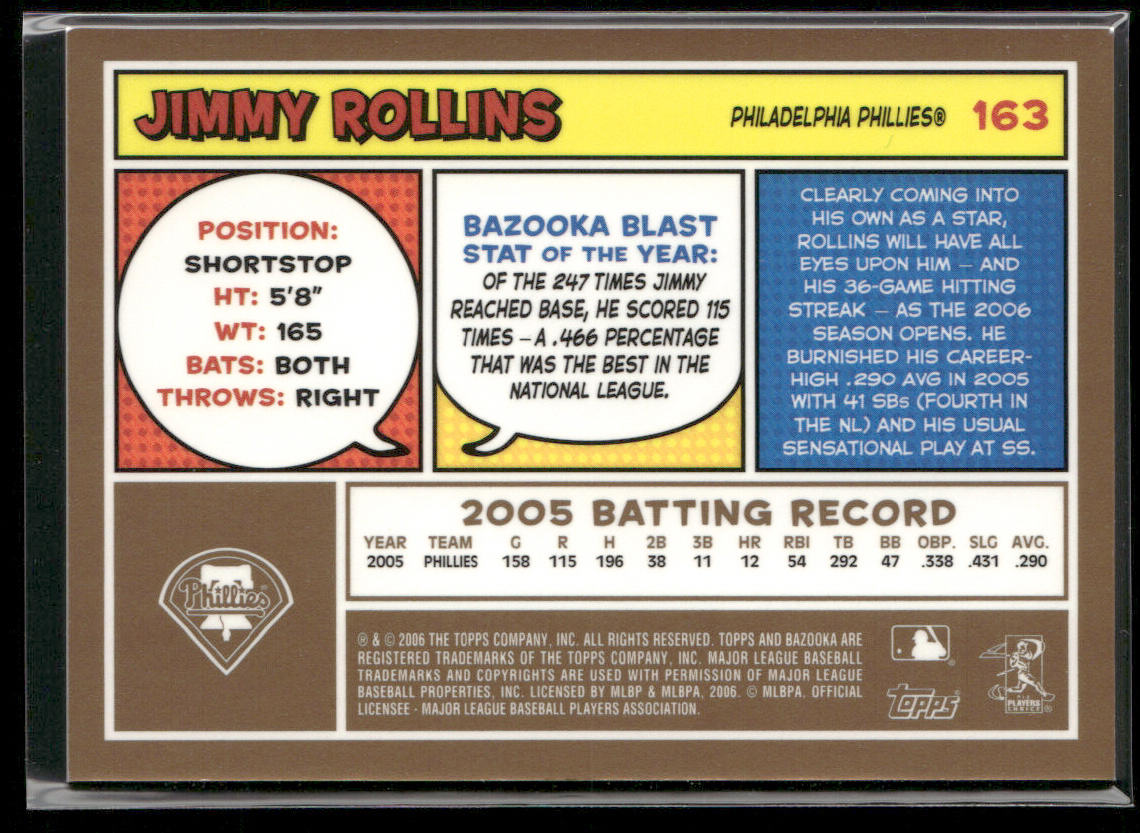 Jimmy Rollins 2006 Bazooka Gold Chunks #163 Philadelphia Phillies