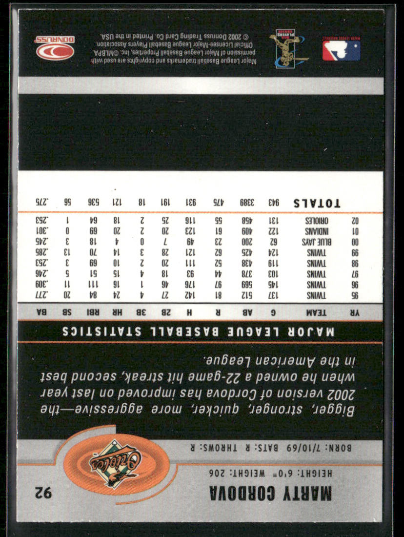 Marty Cordova 2003 Donruss #92 Baltimore Orioles