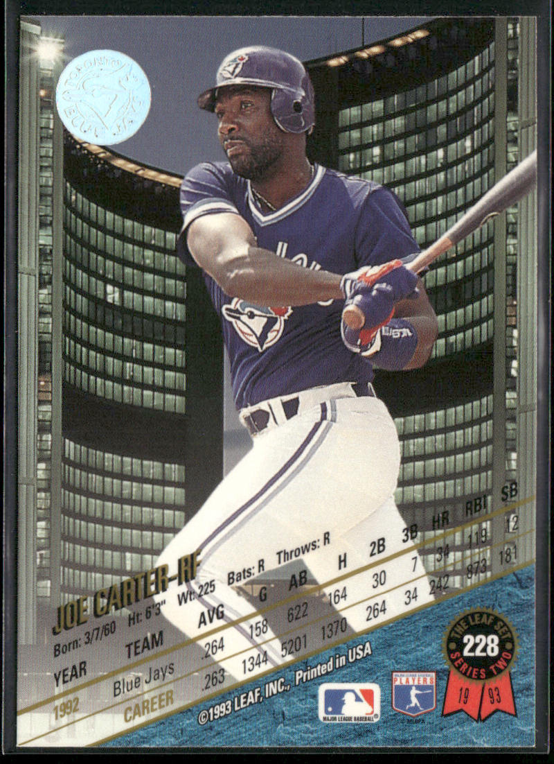 Joe Carter 1993 Leaf #228 Toronto Blue Jays