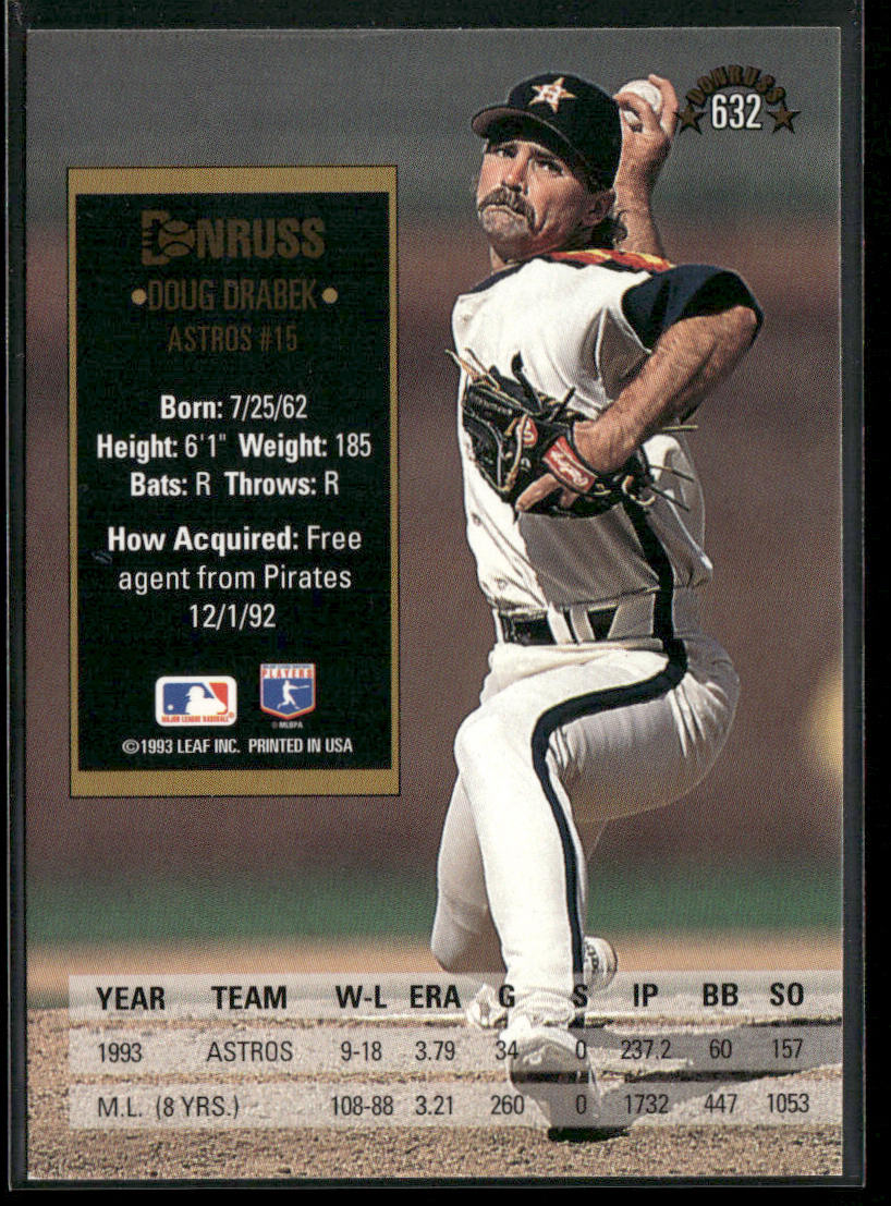 Doug Drabek 1994 Donruss #632 Houston Astros