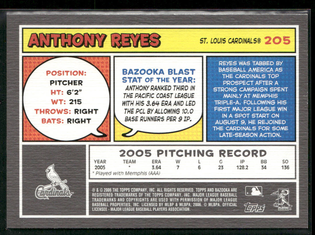 Anthony Reyes 2006 Bazooka #205 RC St. Louis Cardinals