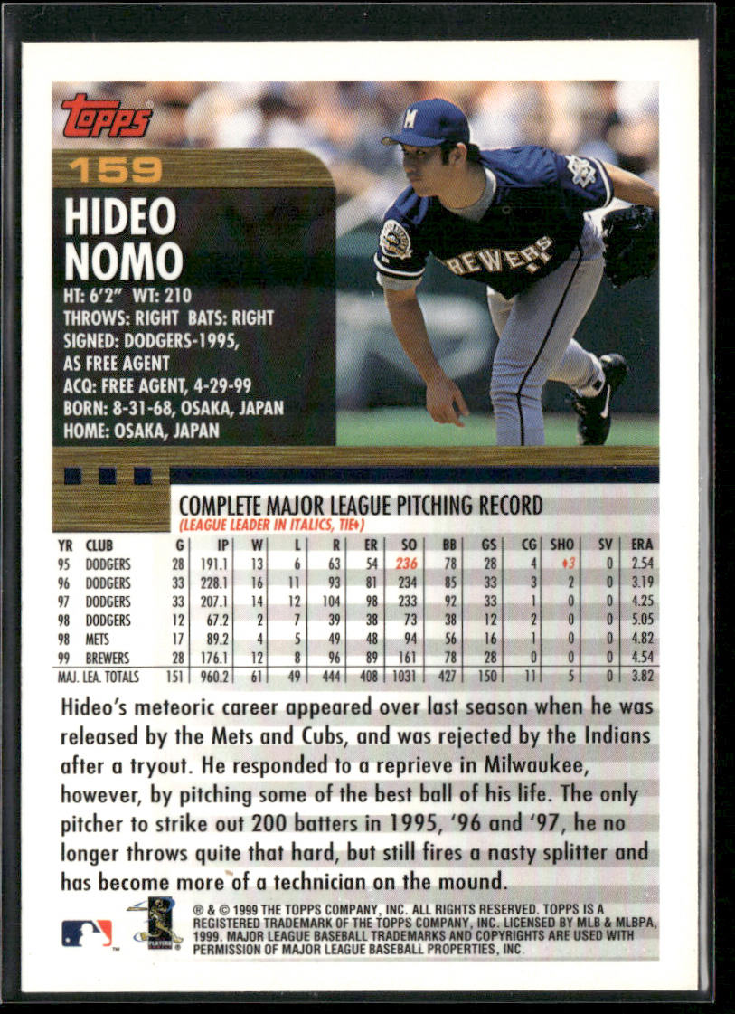 Hideo Nomo 2000 Topps #159 Milwaukee Brewers