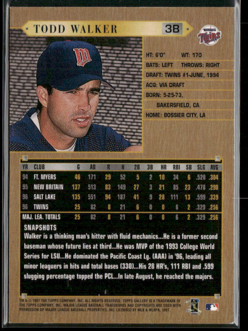 Todd Walker 1997 Topps Gallery #180 Minnesota Twins