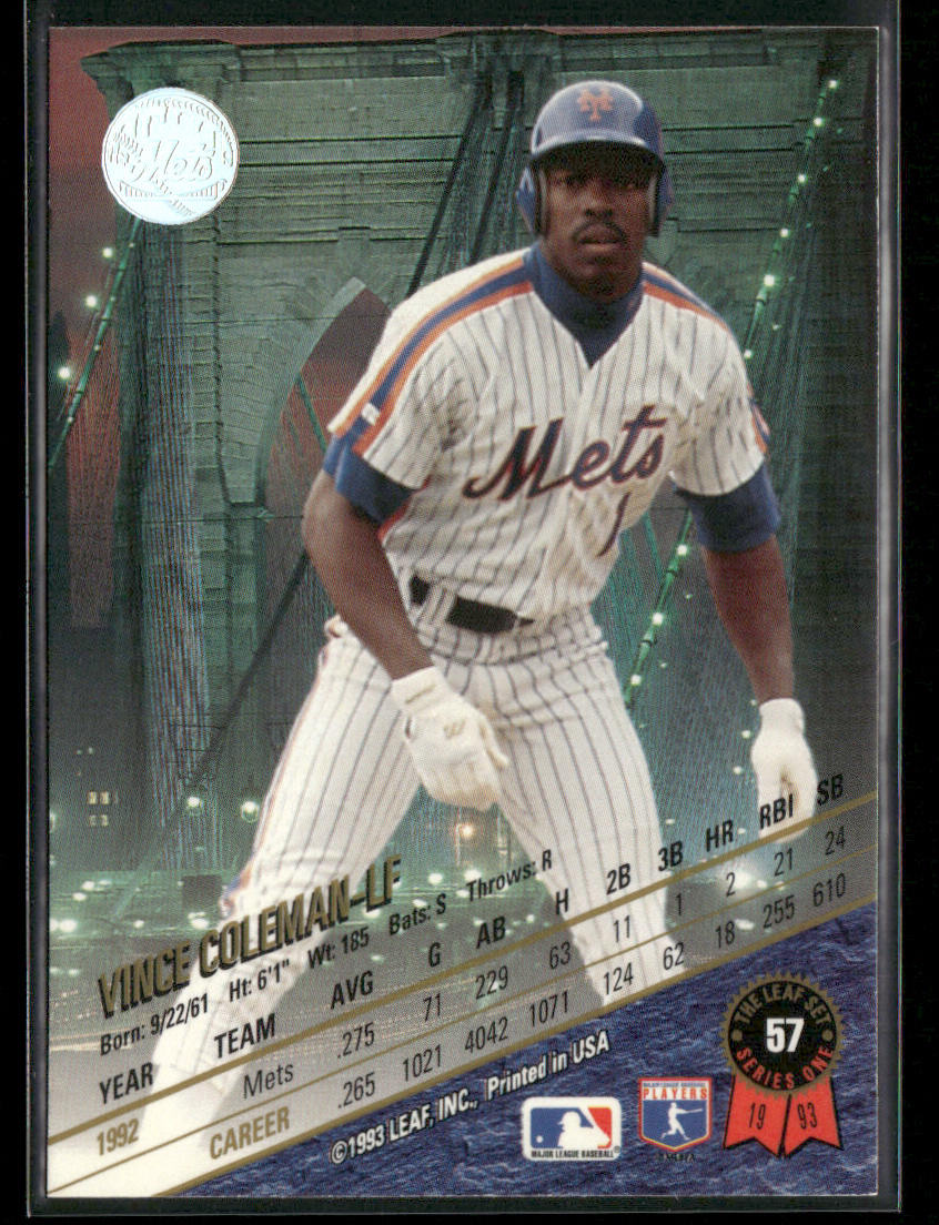 Vince Coleman 1993 Leaf #57 New York Mets