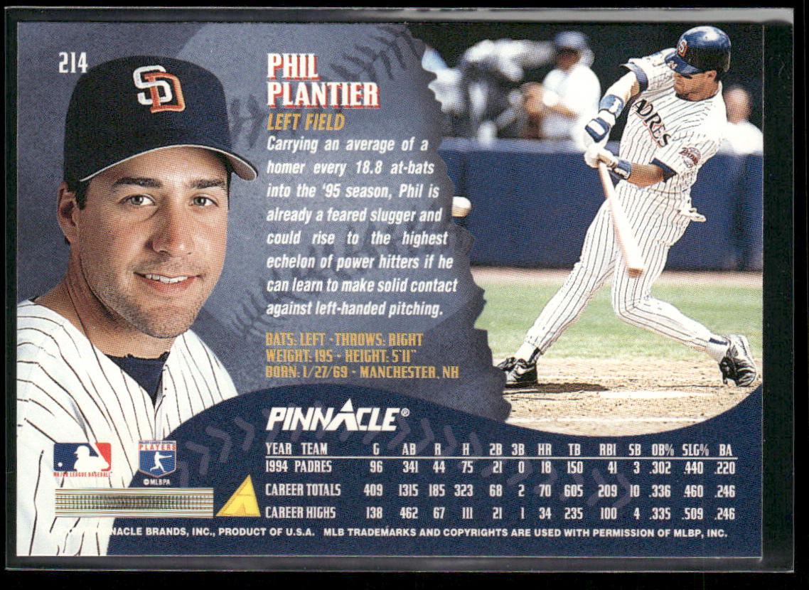 Phil Plantier 1995 Pinnacle #214 San Diego Padres