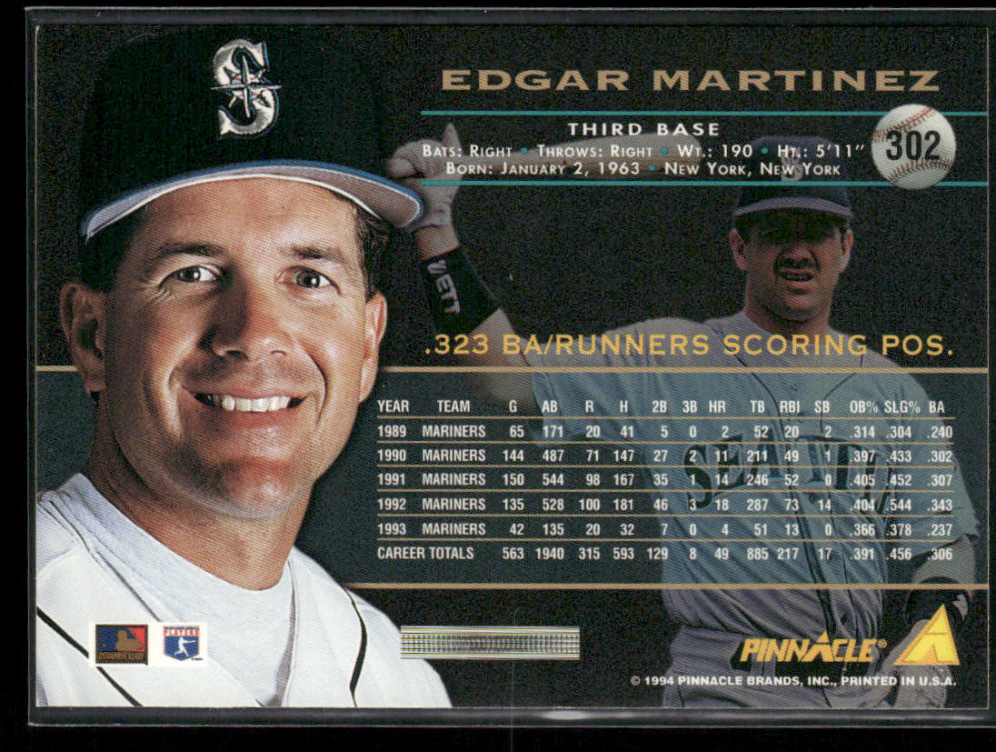Edgar Martinez 1994 Pinnacle #302 Seattle Mariners