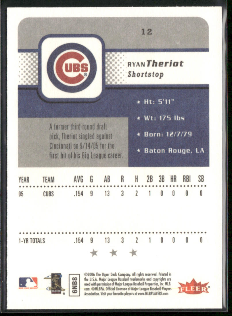 Ryan Theriot 2006 Fleer #12 RC Chicago Cubs