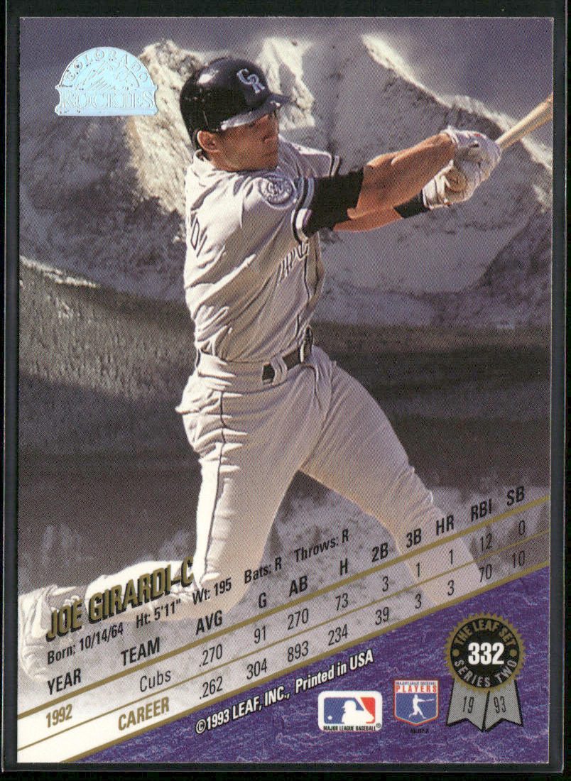 Joe Girardi 1993 Leaf #332 Colorado Rockies