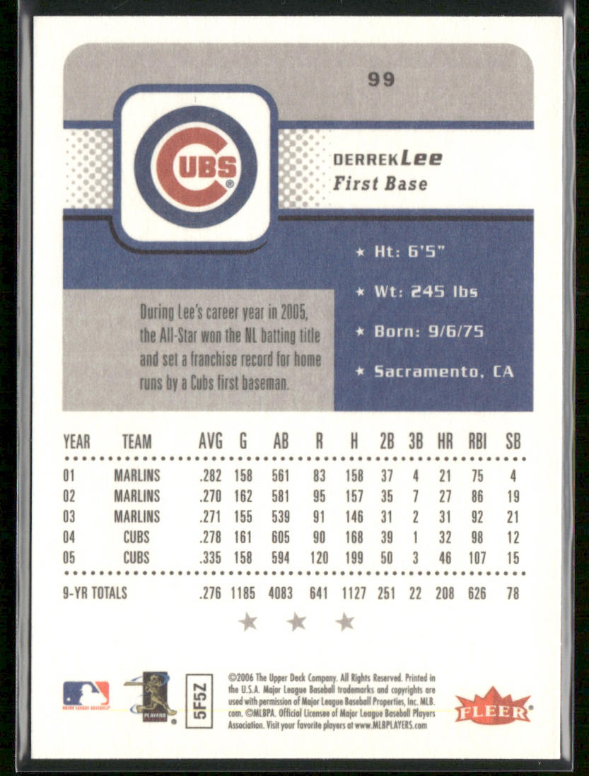 Derrek Lee 2006 Fleer Glossy Silver #99 Chicago Cubs