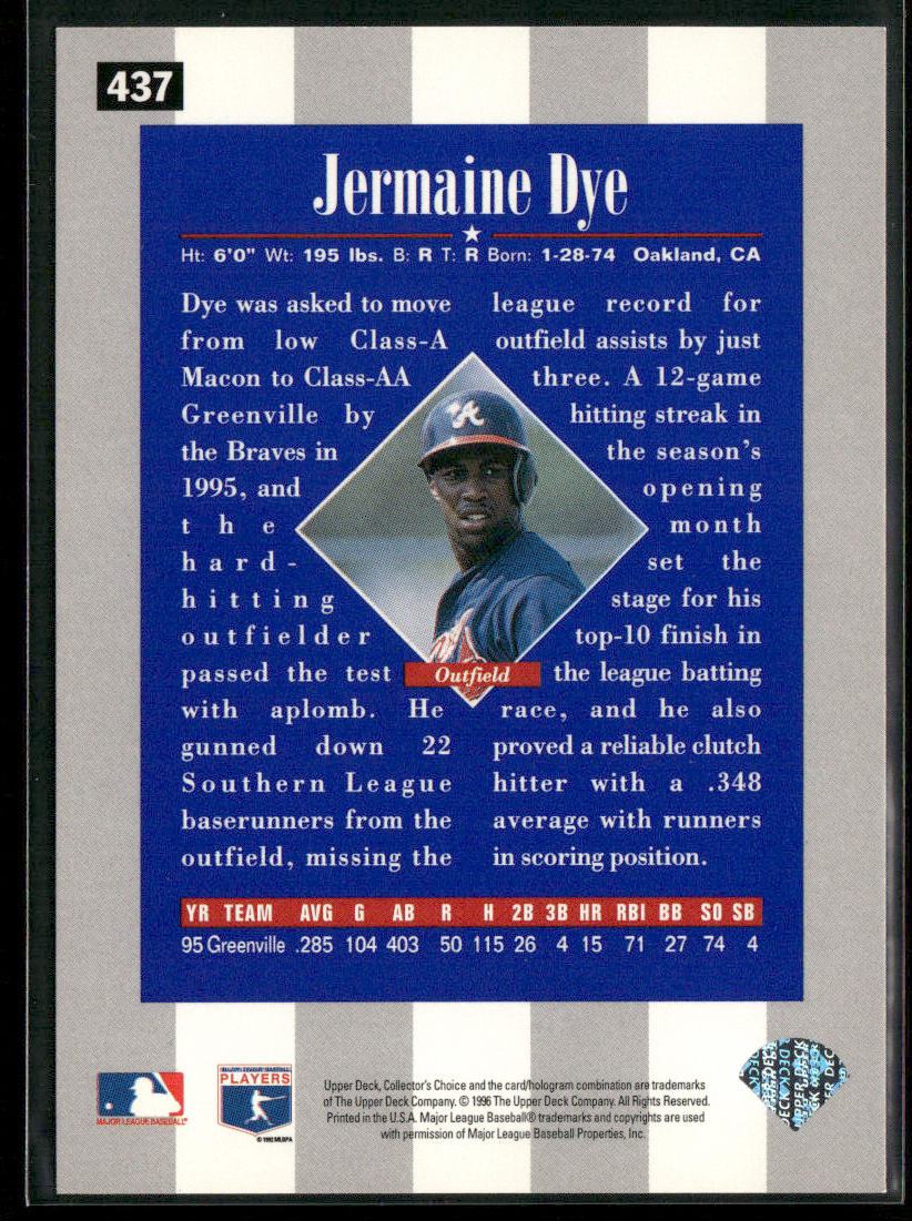 Jermaine Dye 1996 Collector's Choice #437 Atlanta Braves