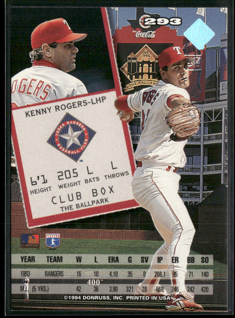 Kenny Rogers 1994 Leaf #293 Texas Rangers