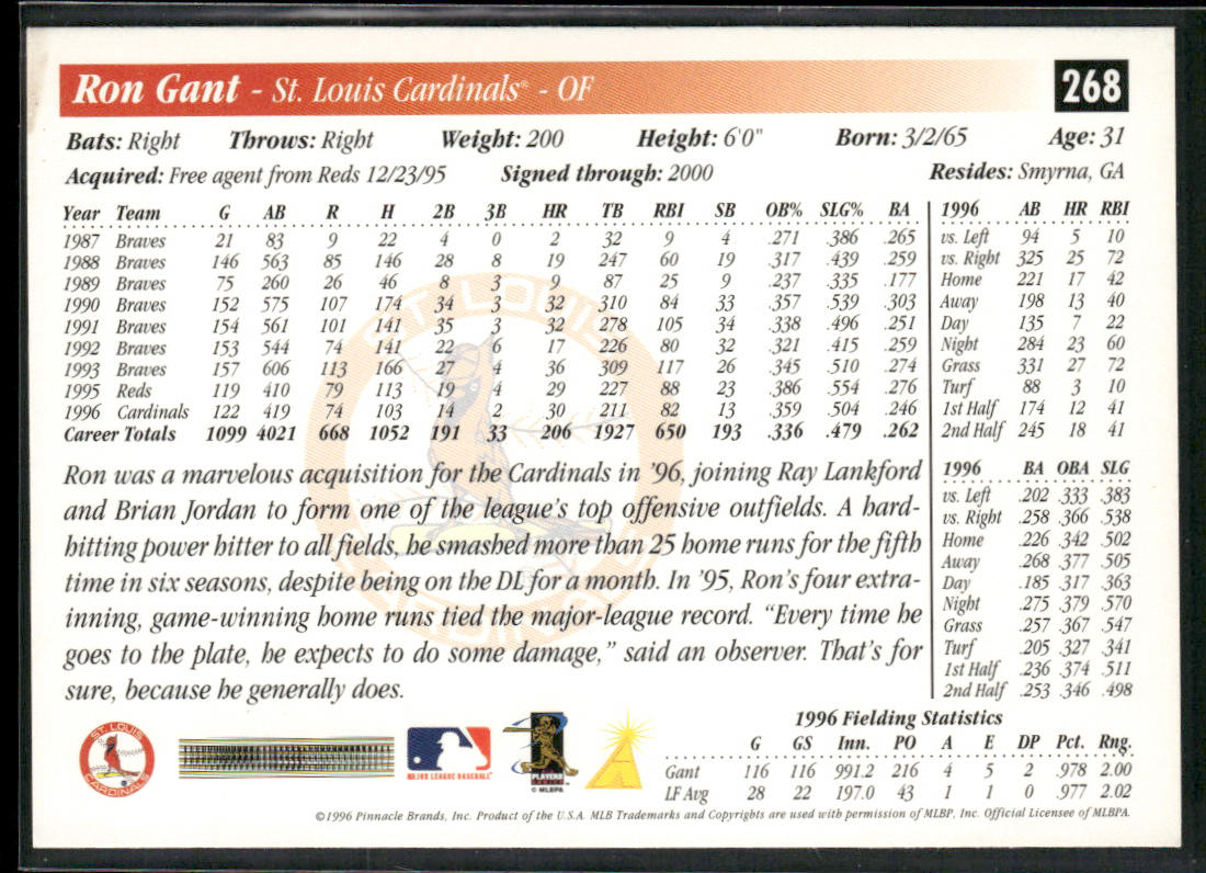Ron Gant 1997 Score #268 St. Louis Cardinals