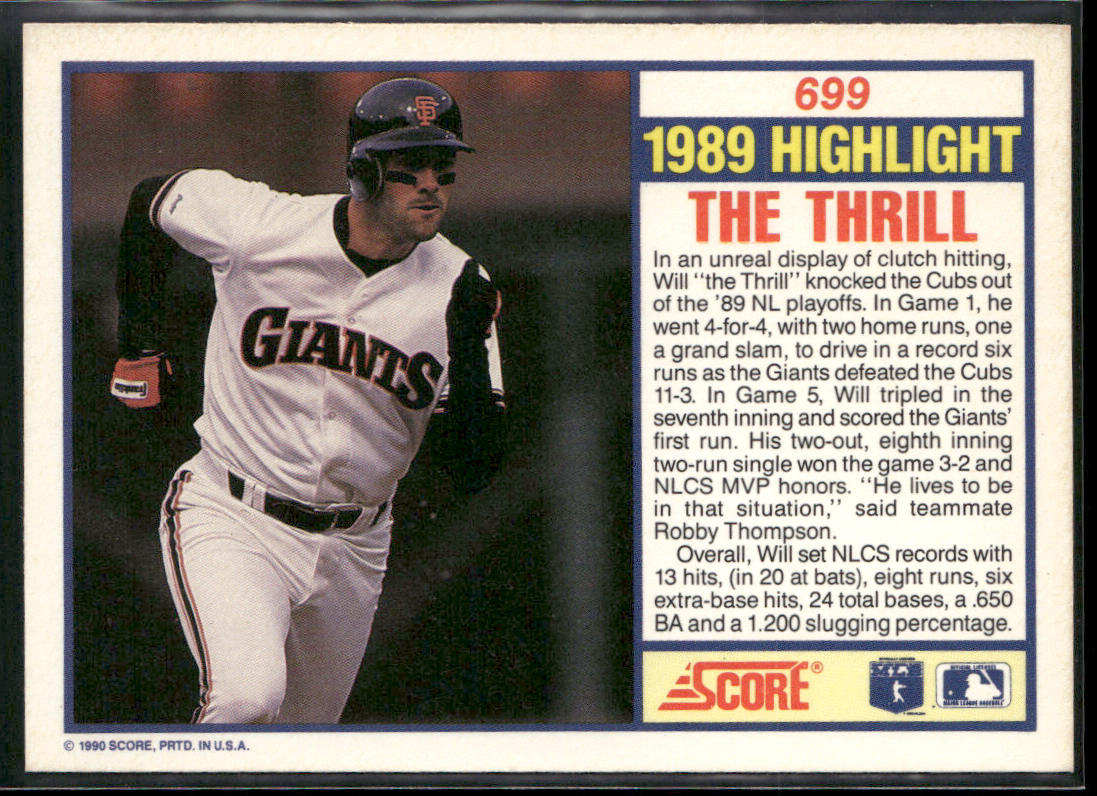 Will Clark 1990 Score #699 San Francisco Giants