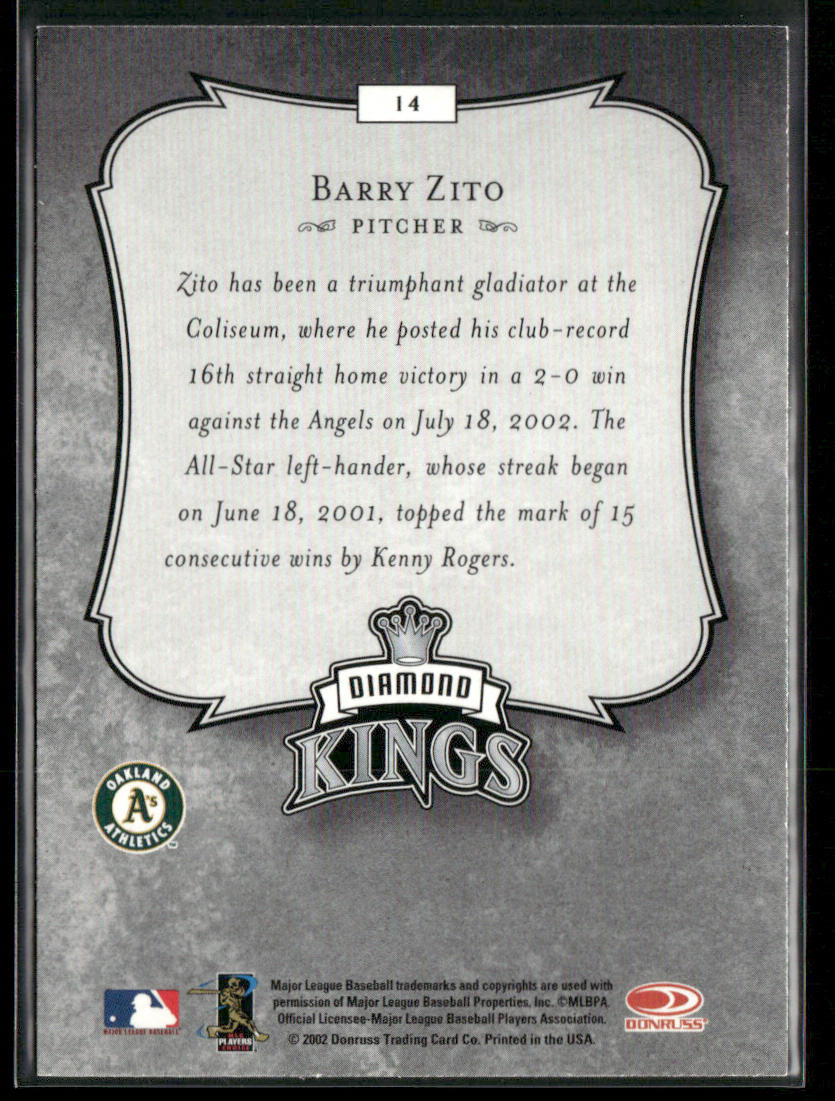Barry Zito 2003 Donruss #14 Oakland Athletics