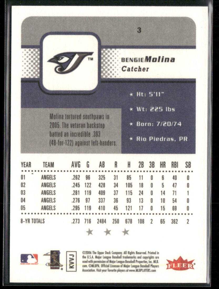 Bengie Molina 2006 Fleer #3 Toronto Blue Jays