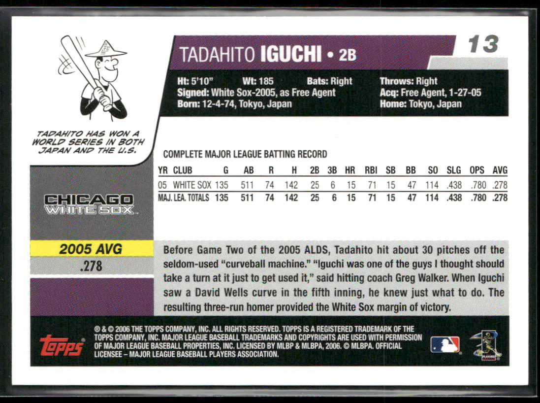 Tadahito Iguchi 2006 Topps #13 Chicago White Sox