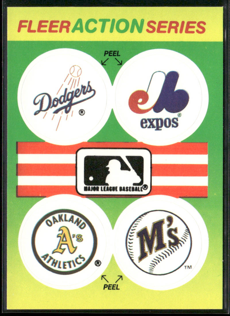 MLB: Dodgers/Expos/Athletics /Mariners 1990 Fleer Action Series Team Stickers #