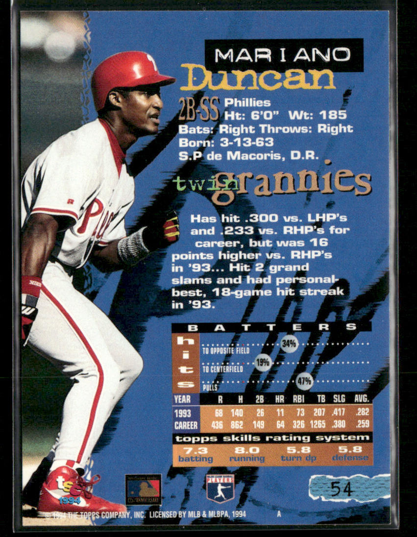 Mariano Duncan 1994 Stadium Club #54 Philadelphia Phillies