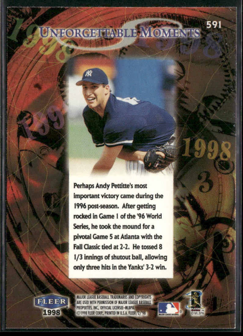 Andy Pettitte 1998 Fleer Tradition #591 New York Yankees