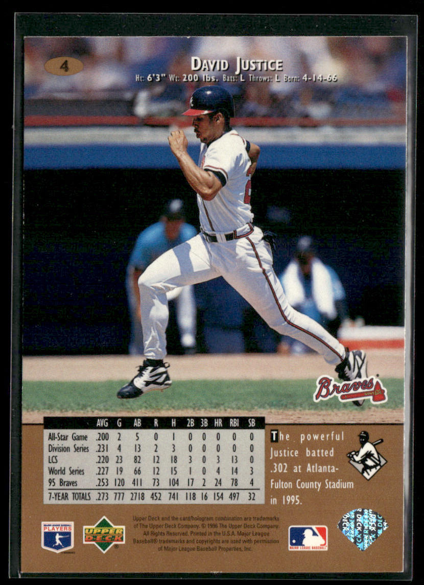 David Justice 1996 Upper Deck #4 Atlanta Braves