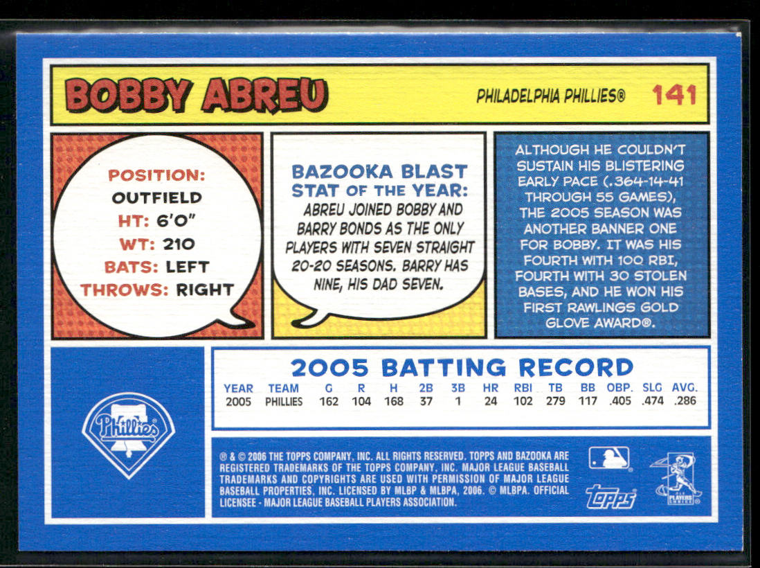 Bobby Abreu 2006 Bazooka Blue Fortune #141 Philadelphia Phillies