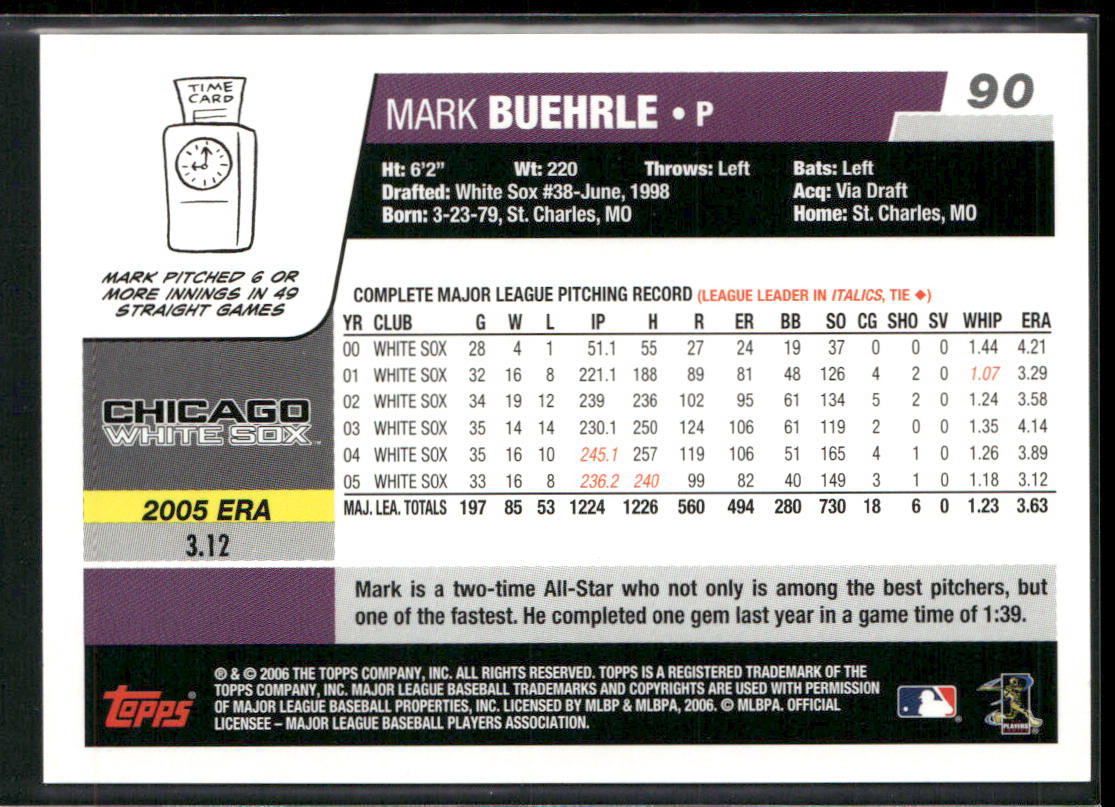 Mark Buehrle 2006 Topps #90 Chicago White Sox