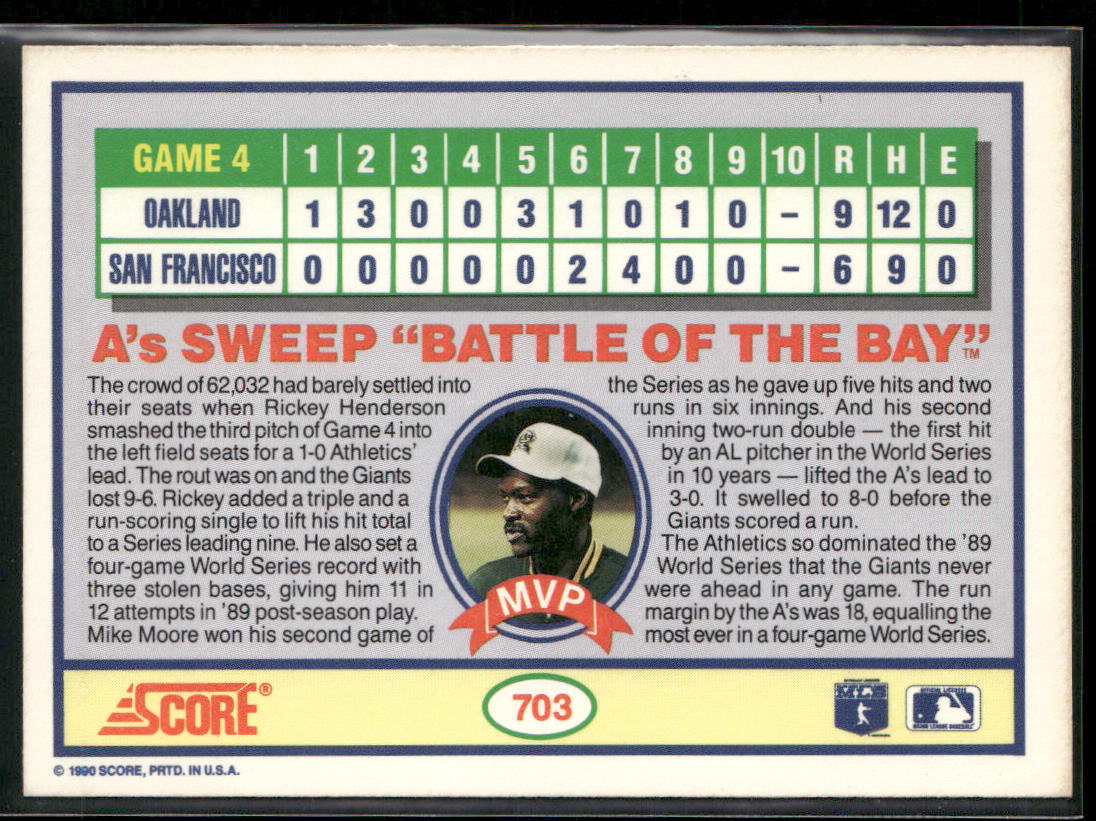 World Series Game 1990 Score #703