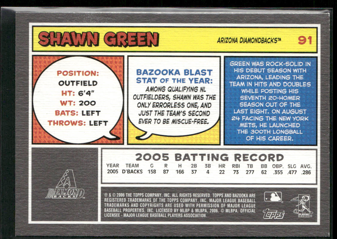 Shawn Green 2006 Bazooka #91 Arizona Diamondbacks