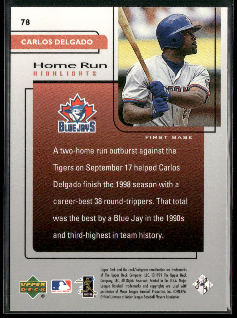 Carlos Delgado 1999 Upper Deck Challengers for 70 #78 Toronto Blue Jays