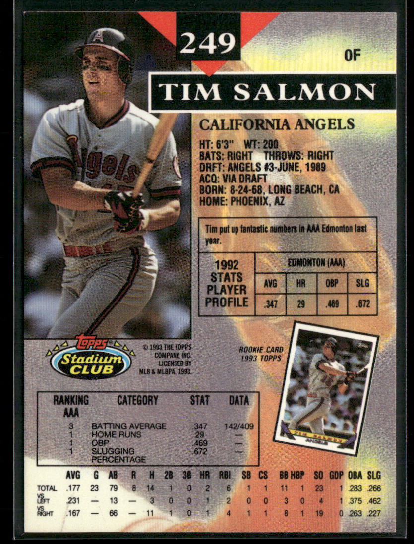 Tim Salmon 1993 Stadium Club #249 California Angels