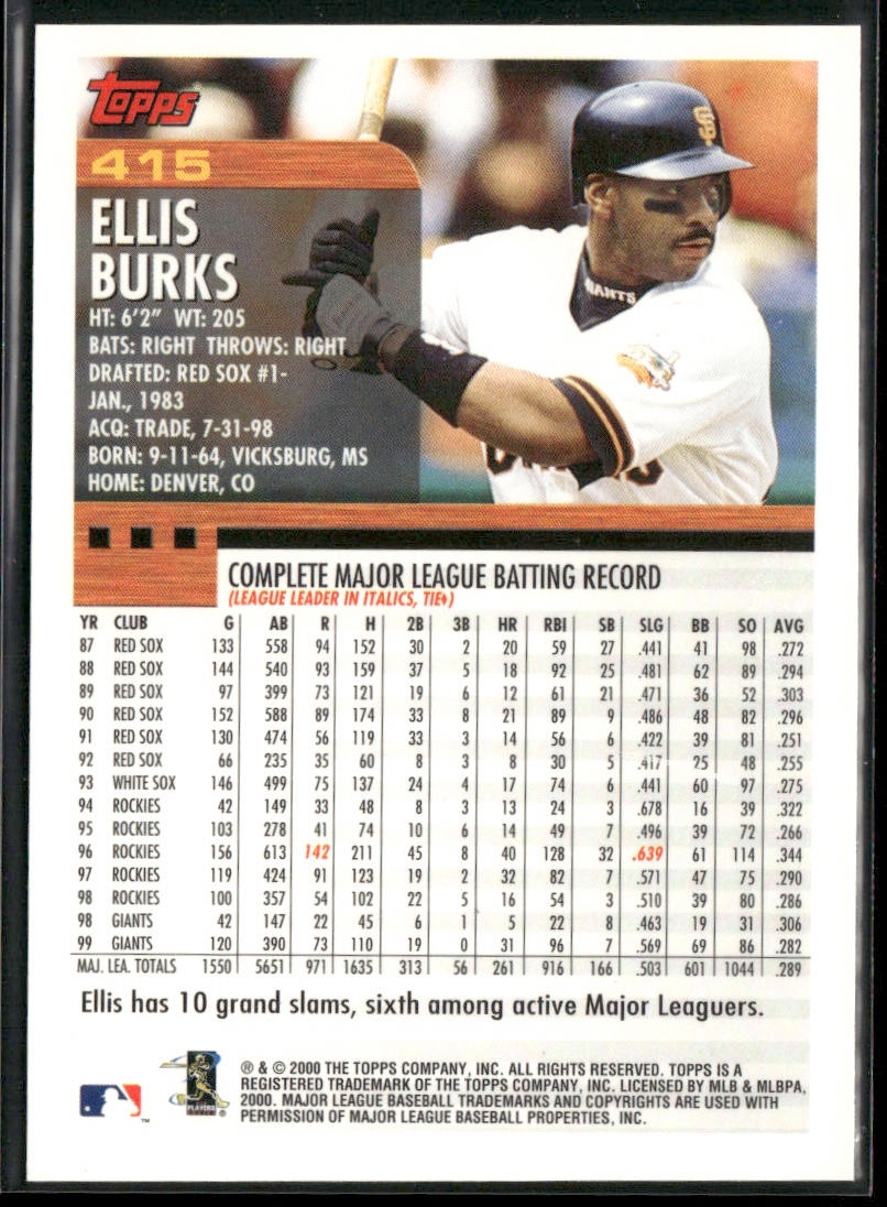 Ellis Burks 2000 Topps #415 San Francisco Giants