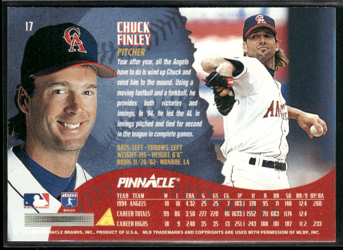 Chuck Finley 1995 Pinnacle #17 California Angels