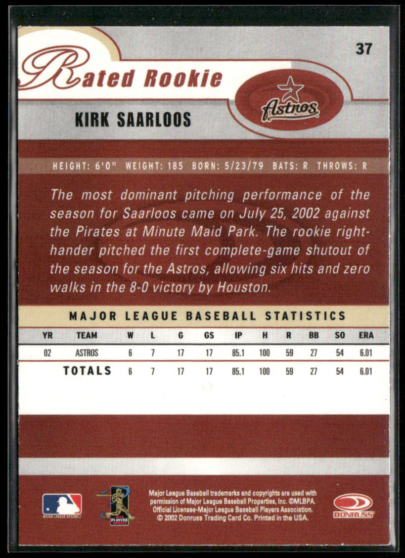Kirk Saarloos 2003 Donruss #37 Houston Astros